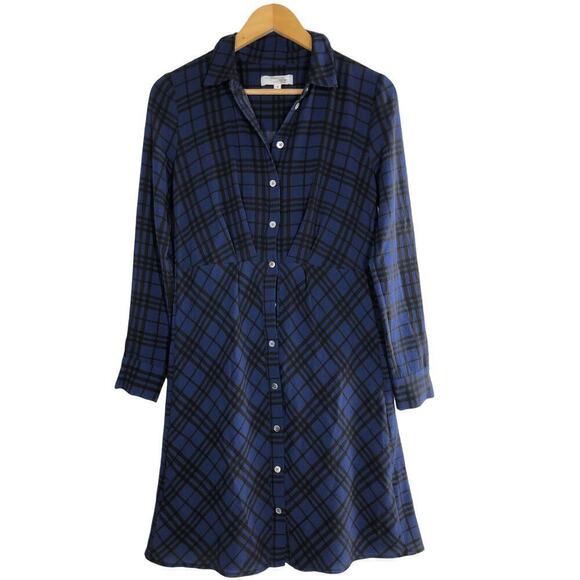 Thakoon Dress Plaid Button Front Long Sleeve A-Line Shirtdress Blue 4 - Picture 4 of 11